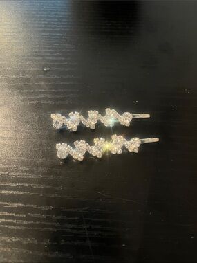 Silver Tone Rhinestone Crystal Bobby Pins Hair Clips – Set of 2